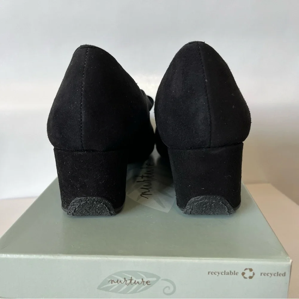 Nurture Black Suede Wedge Shoes